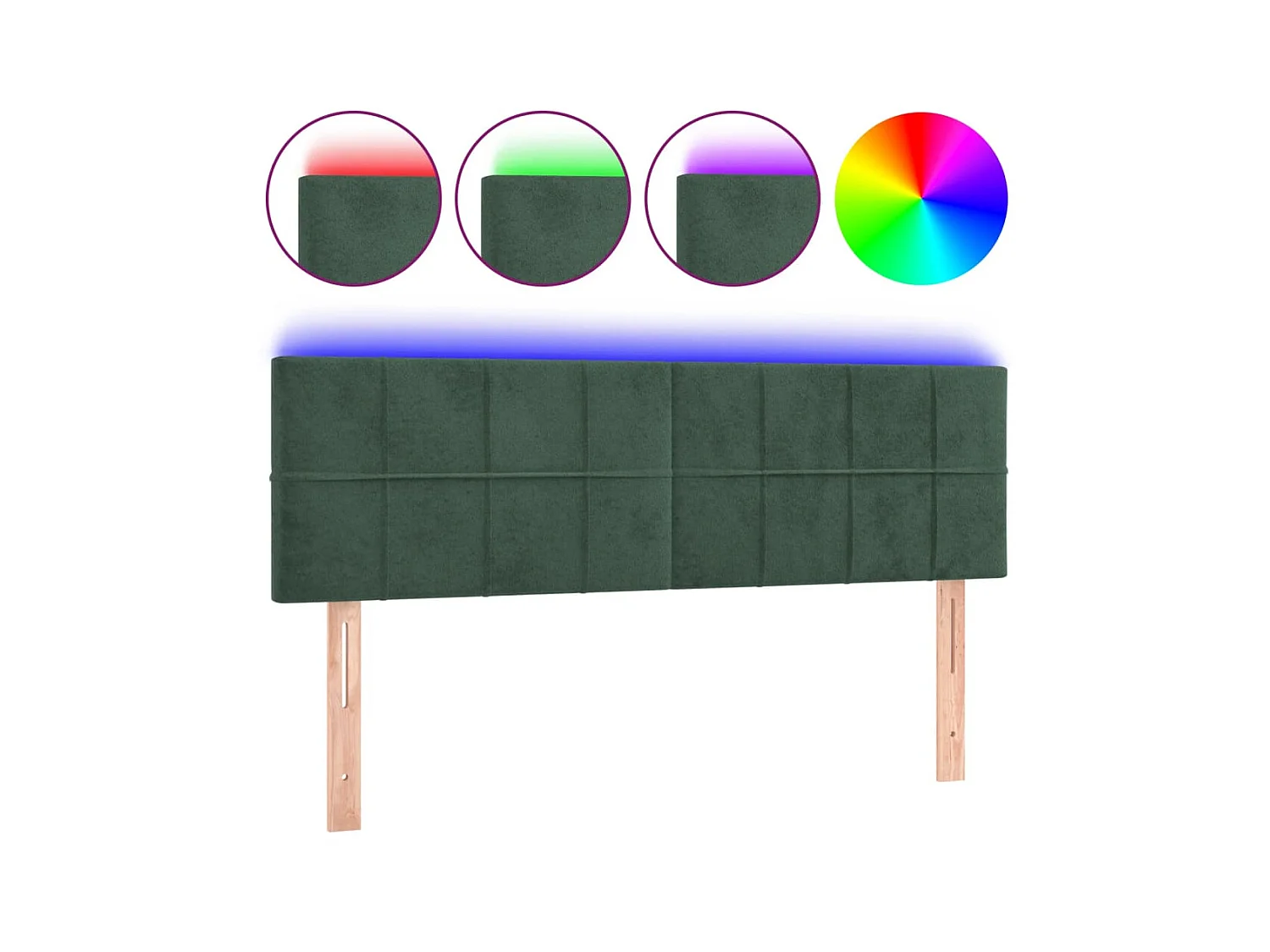 Tête de lit à LED Vert foncé 144x5x78/88 cm Velours POI94650 BonneVie Meuble