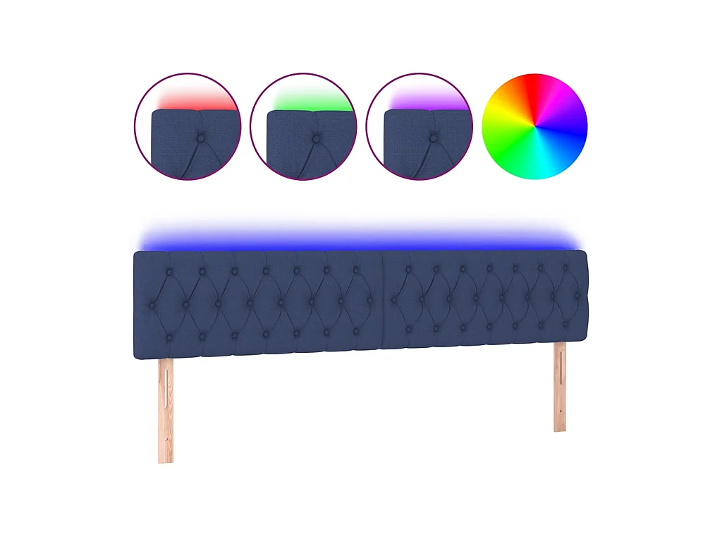 Testiera | Testata del letto a LED Blu 180x7x78/88 cm in Tessuto