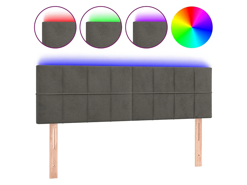 LED Kopfteil,Bettkopfteil Dunkelgrau 144x5x78/88 cm Samt -gkd535982