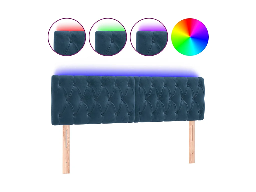 Testiera a LED Blu Scuro 160x7x78/88 cm in Velluto CFW658652