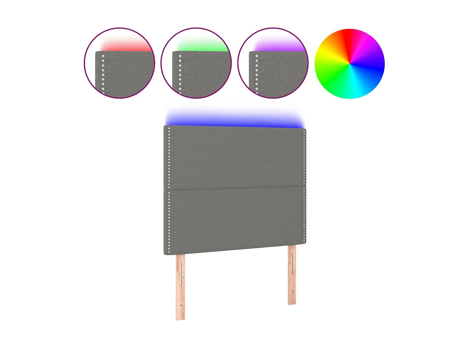 Tête de lit à LED Gris foncé 100x5x118/128 cm Tissu POI83777 BonneVie Meuble