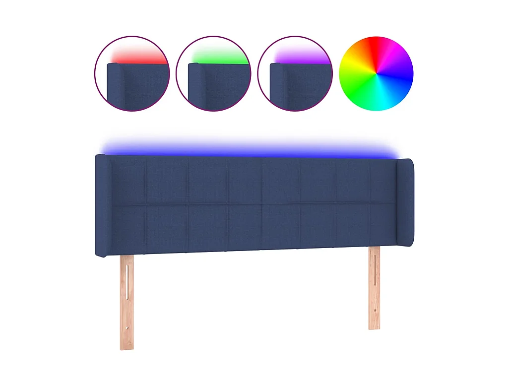 Testiera | Testata del letto a LED Blu 147x16x78/88 cm in Tessuto