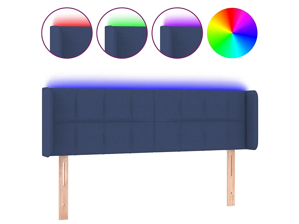 Tête de lit à LED Bleu 147x16x78/88 cm Tissu POI57502 BonneVie Meuble