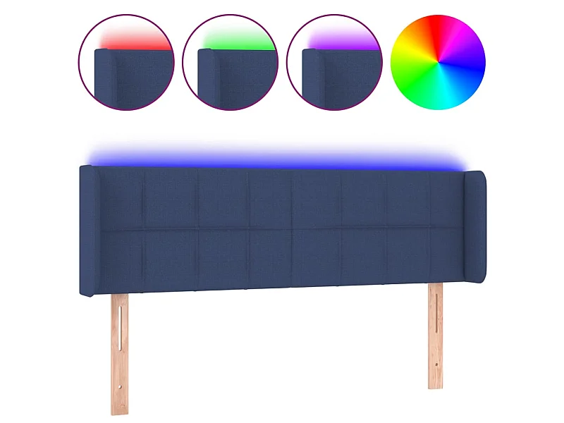 Cabecero con LED de tela azul 147x16x78/88 cm ES28293