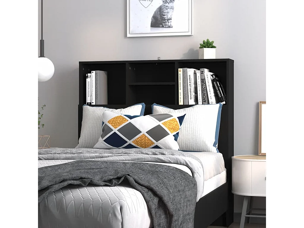 Mueble cabecero negro 100x19x103,5 cm ES32776