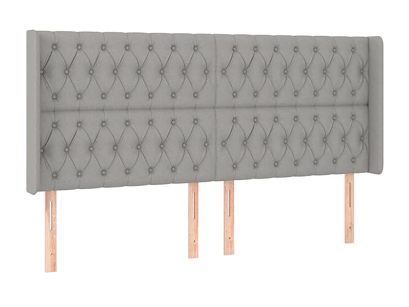 Testiera | Testata del letto ad Orecchio Grigio Chiaro 183x16x118/128 cm in Tessuto