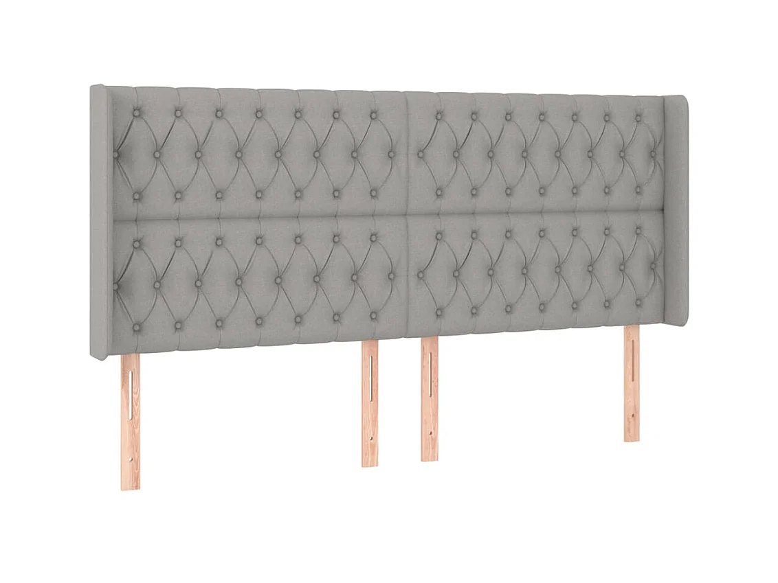 Tête de lit avec oreilles Gris clair 183x16x118/128 cm Tissu POI94437 BonneVie Meuble