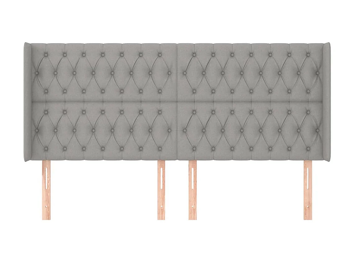 Tête de lit avec oreilles Gris clair 183x16x118/128 cm Tissu POI94437 BonneVie Meuble