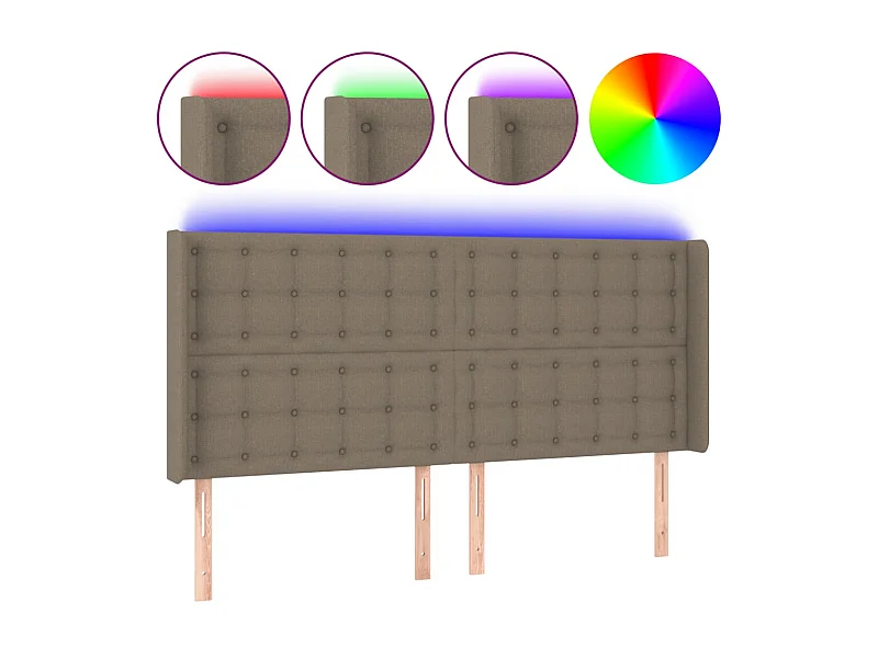 Tête de lit à LED Taupe 163x16x118,128 cm Tissu LKC65501 BonneVie Meuble