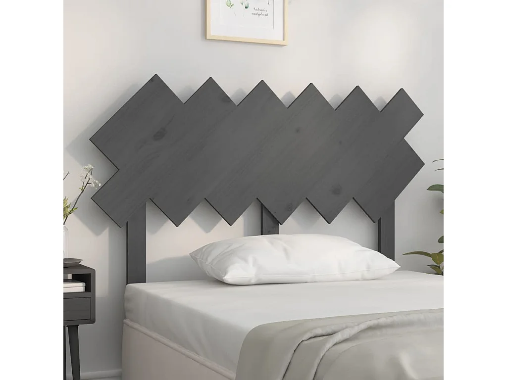 Tête de lit Gris 122,5x3x80,5 cm Bois massif de pin POI15018 BonneVie Meuble