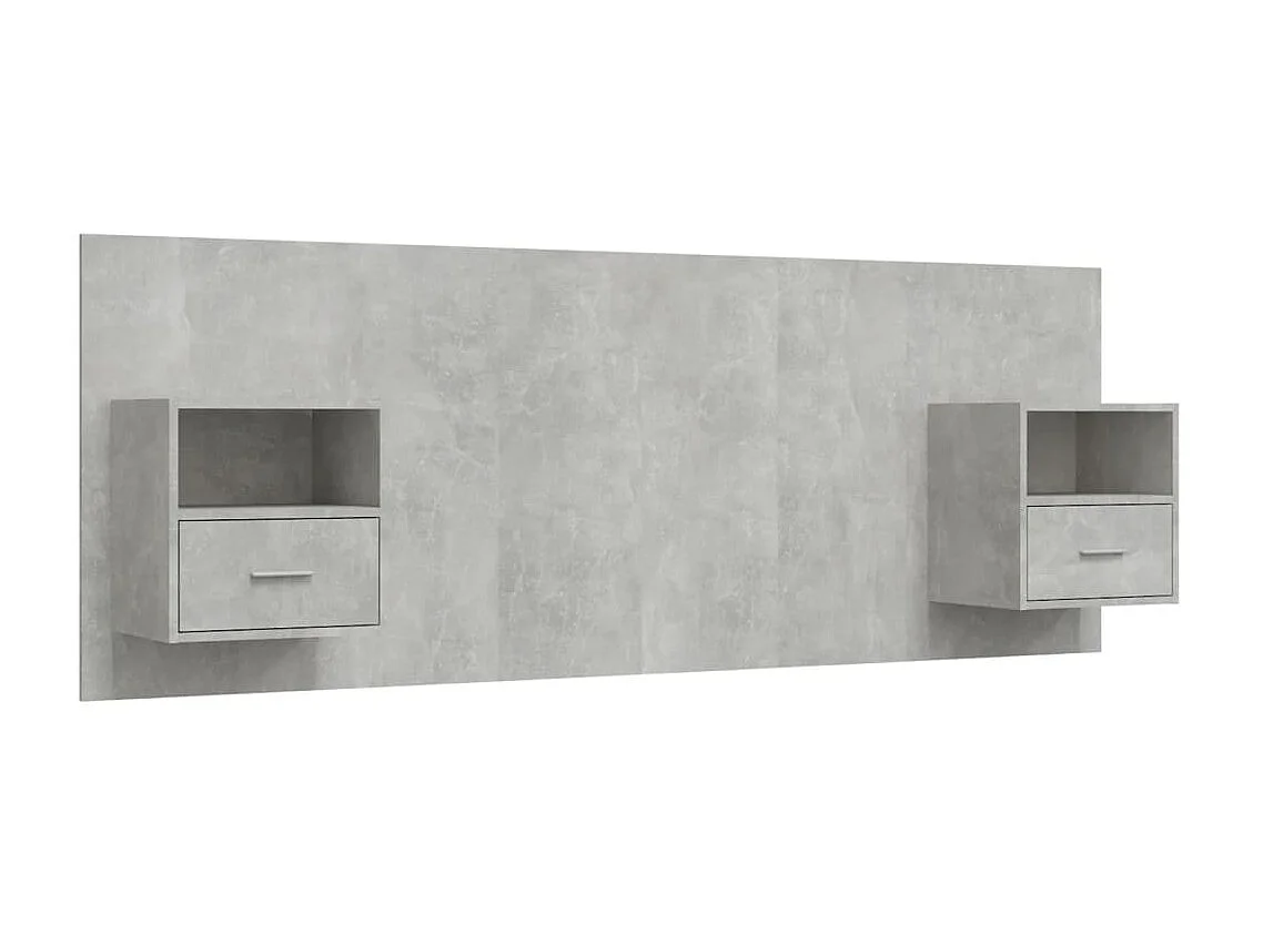 Tête de lit avec armoires Gris béton Bois d'ingénierie POI58191 BonneVie Meuble