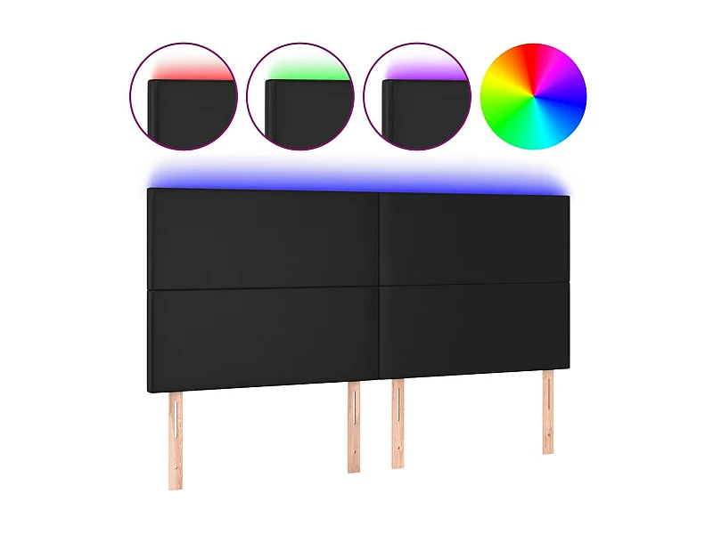 Hoofdbord LED 200x5x118/128 cm kunstleer zwart NL801836