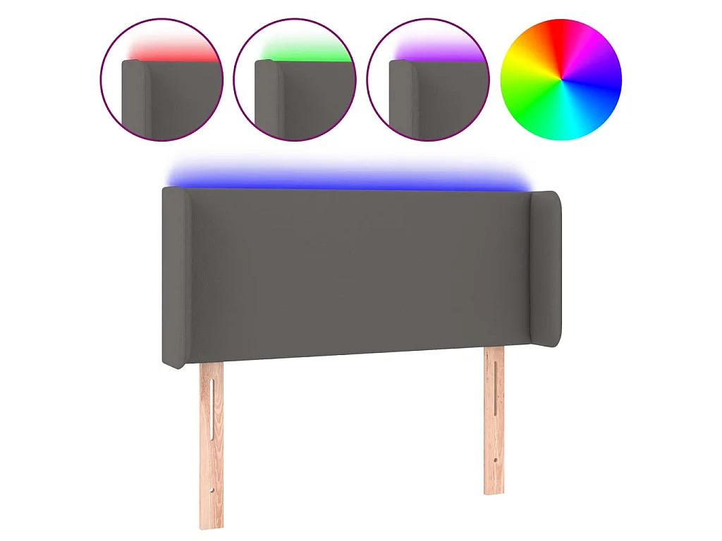 Cabeceira cama c/ LED 103x16x78/88 cm couro artificial cinzento PT826504