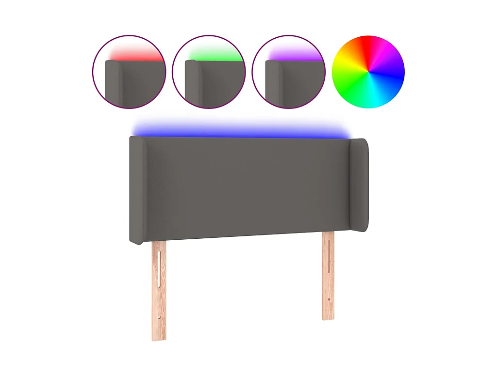 Tête de lit à LED Gris 103x16x78/88 cm Similicuir POI84836 BonneVie Meuble
