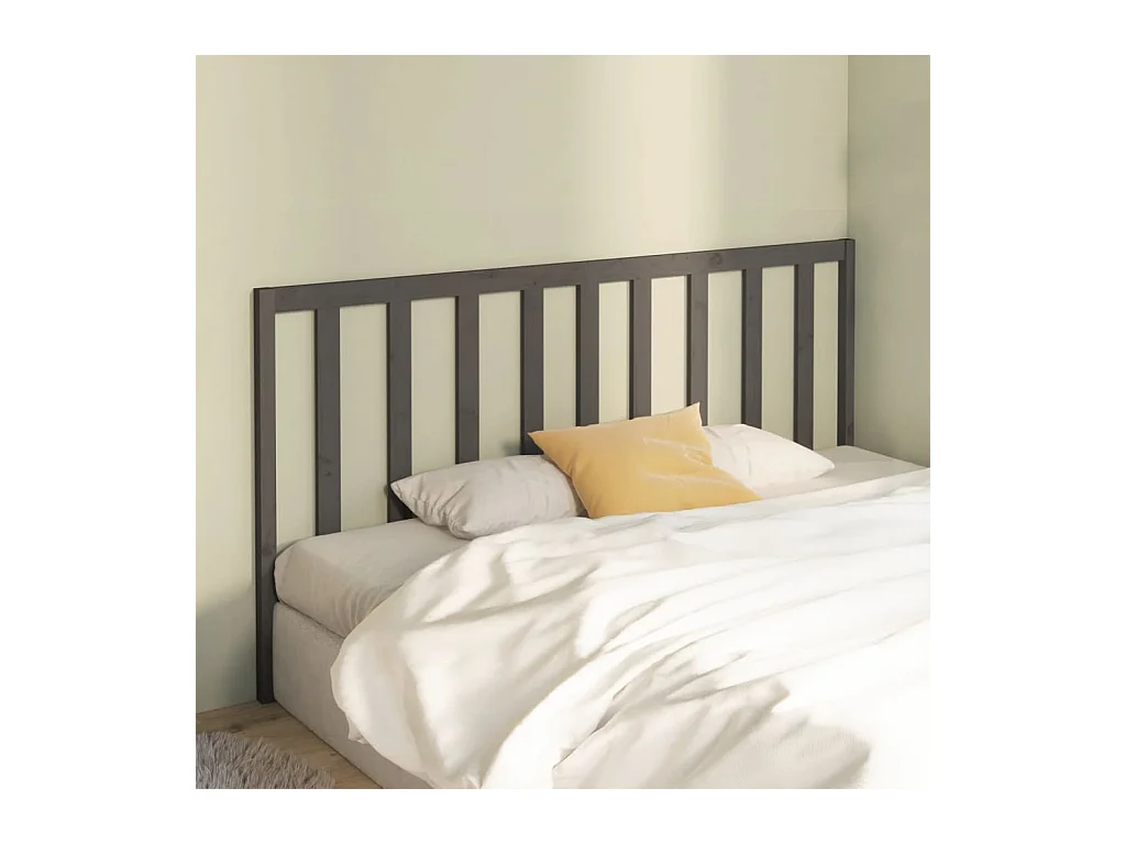 Tête de lit Gris 206x4x100 cm Bois massif de pin POI40536 BonneVie Meuble