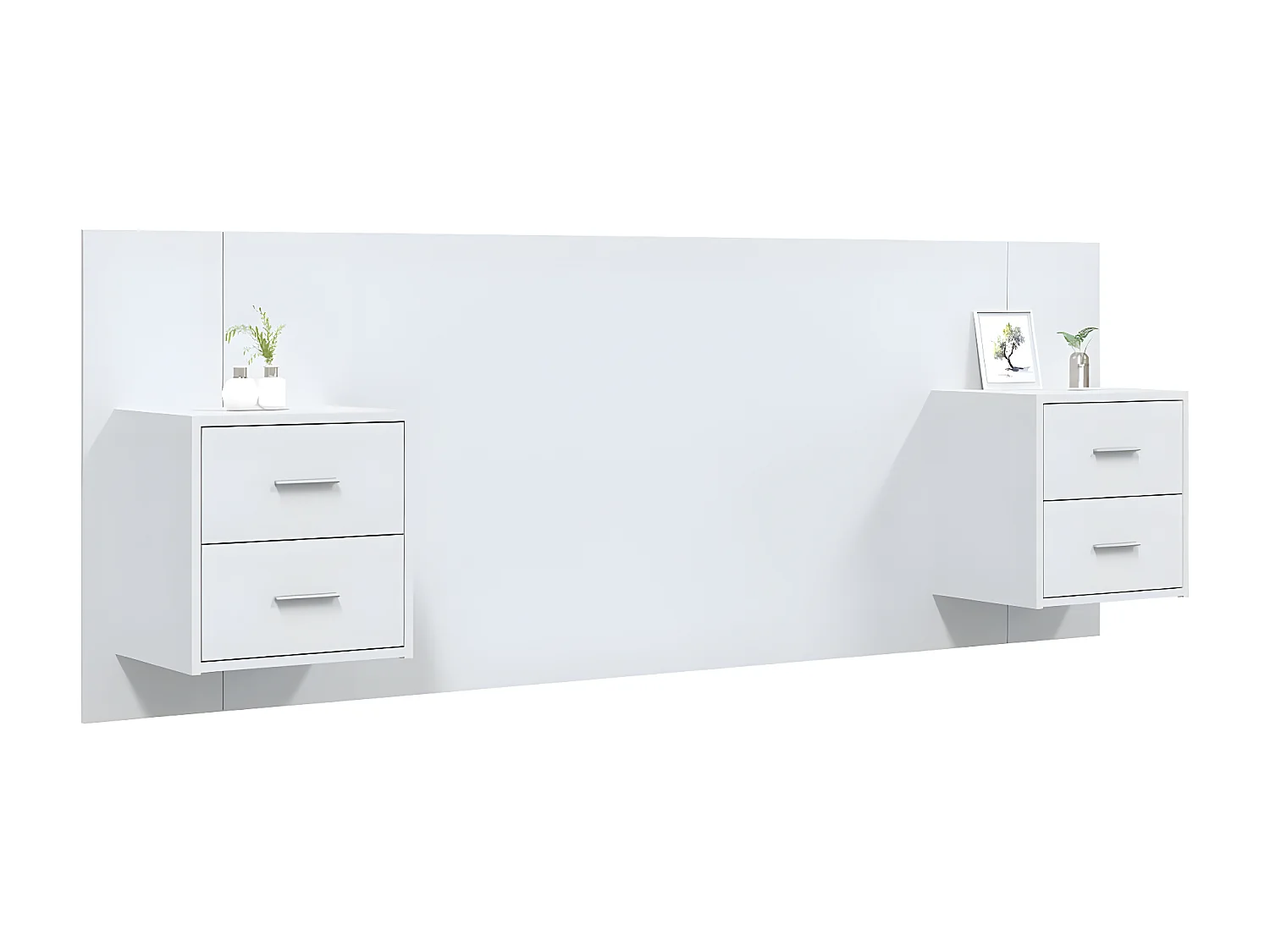 Testiera | Testata del letto per Letto con Comodini in Legno Multistrato Bianco