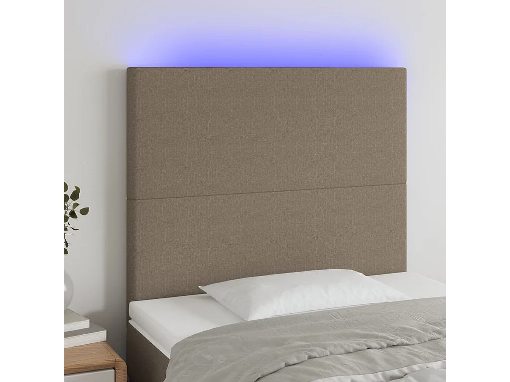 Tête de lit à LED Taupe 80x5x118/128 cm Tissu POI98307 BonneVie Meuble