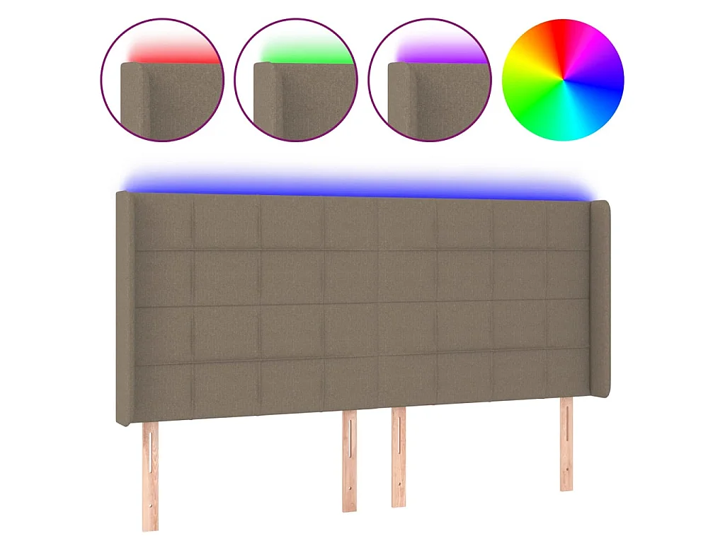 LED Kopfteil,Bettkopfteil Taupe 203x16x118/128 cm Stoff -gkd111652