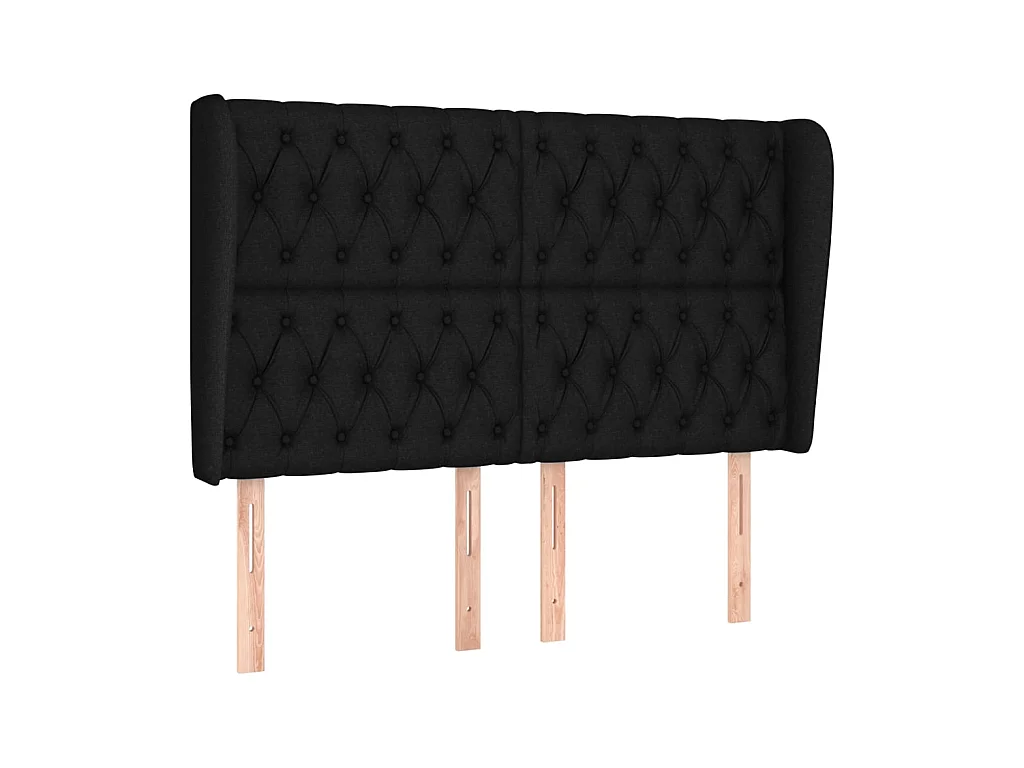 Testiera | Testata del letto ad Orecchio Nera 163x23x118/128 cm in Tessuto