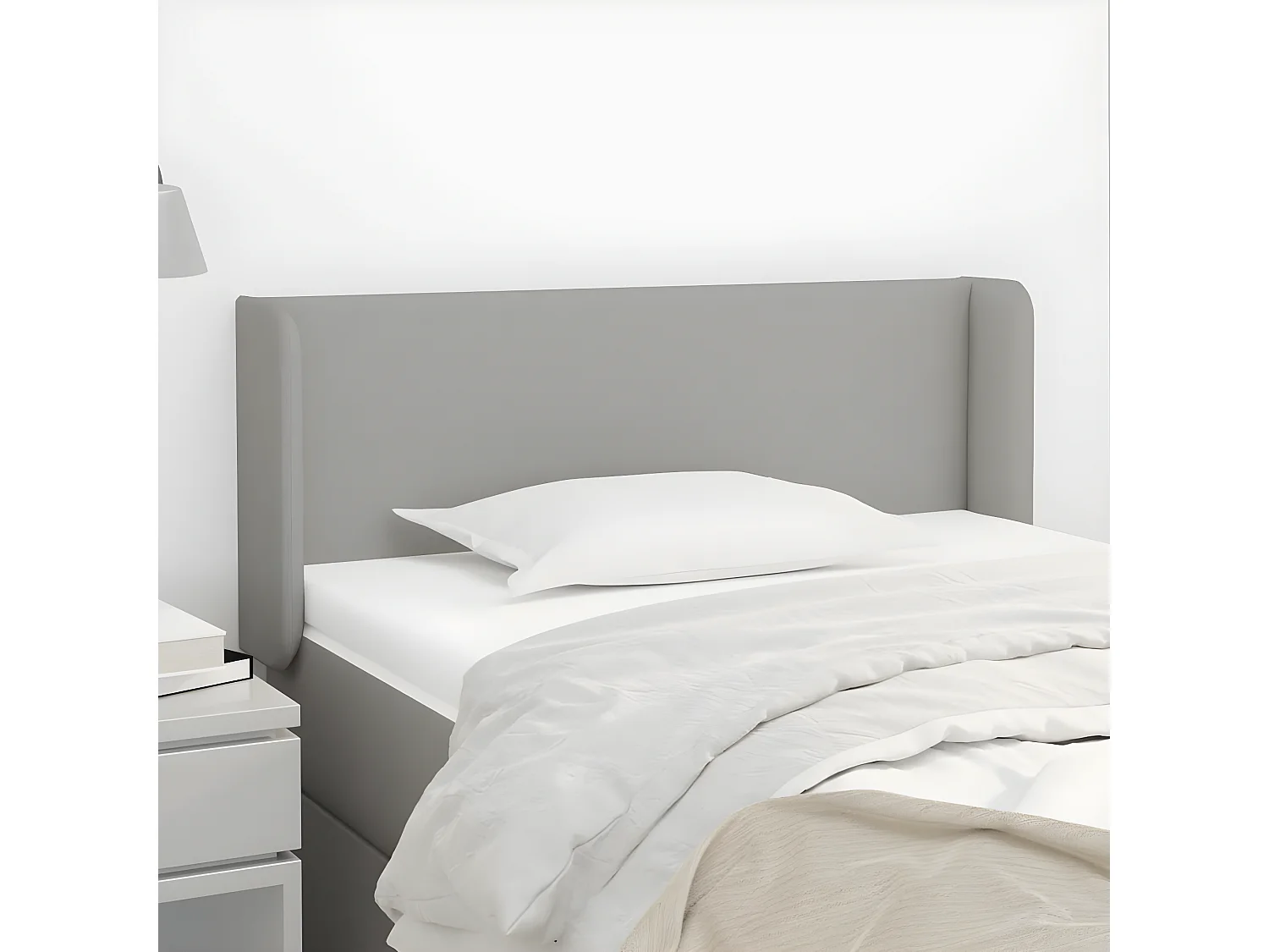 Tête de lit avec oreilles Gris clair 103x16x78/88 cm Tissu POI27781 BonneVie Meuble