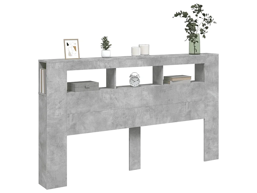 Tête de lit à LED gris béton 180x18,5x103,5cm bois d'ingénierie POI46740 BonneVie Meuble