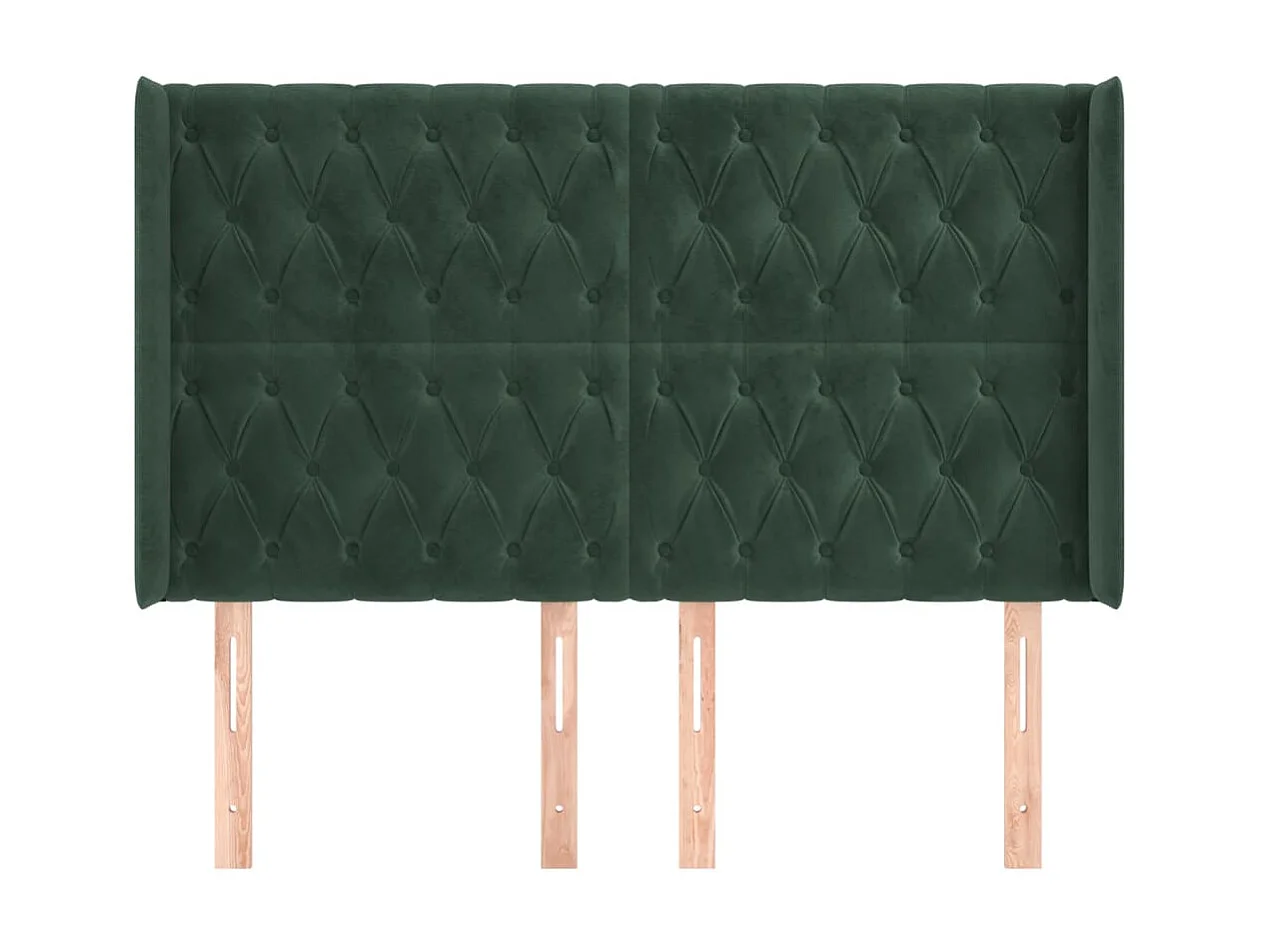 Kopfteil,Bettkopfteil mit Ohren Dunkelgrün 163x16x118/128 cm Samt -gkd520036