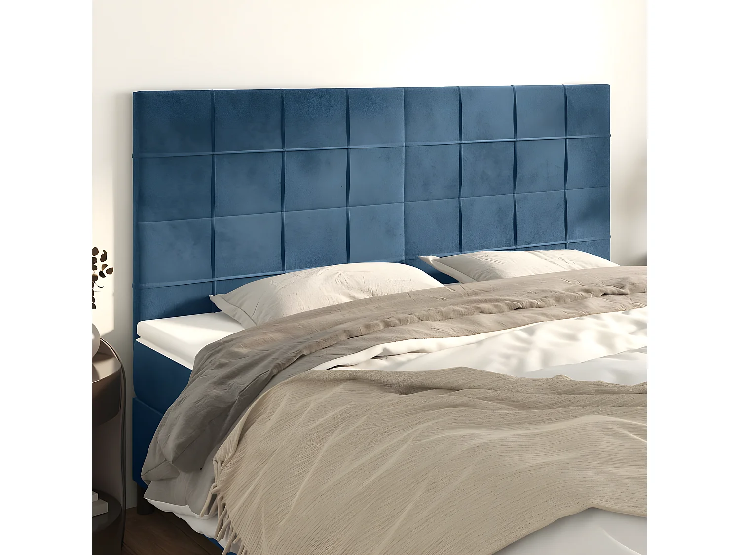 Têtes de lit 4 pcs Bleu foncé 80x5x78/88 cm Velours POI13921 BonneVie Meuble