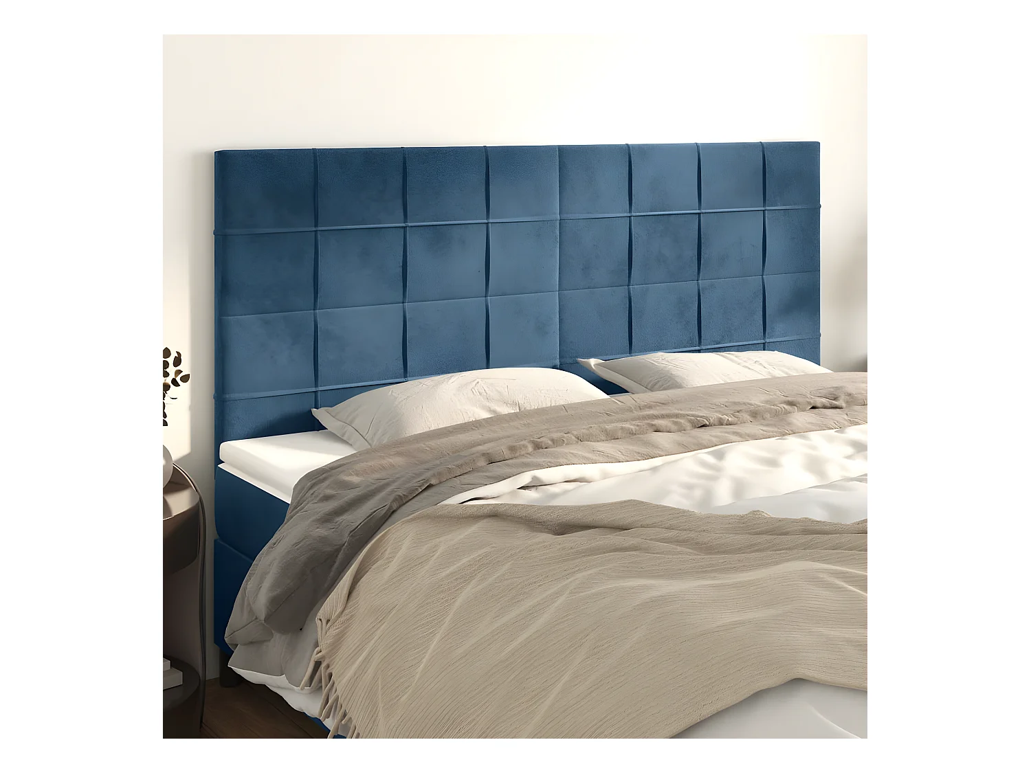 Cabeceros 4 unidades de terciopelo azul oscuro 80x5x78/88 cm ES48989