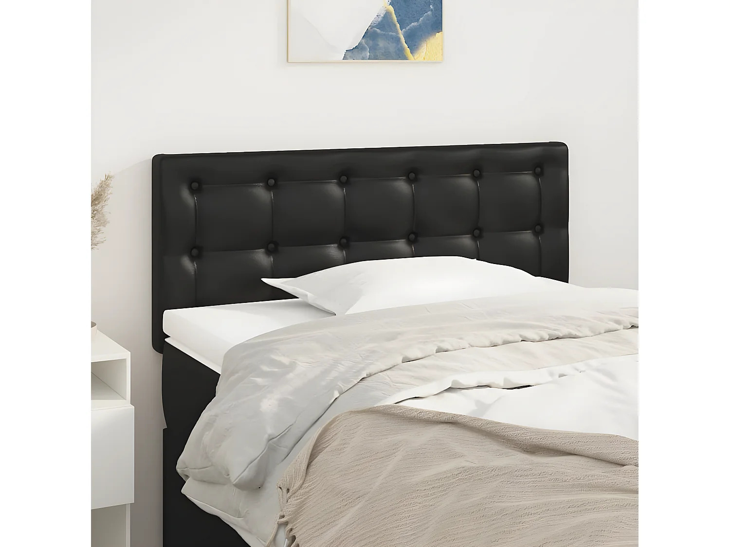 Cabeceira de cama couro artificial 80x5x78/88 cm preto PT889732