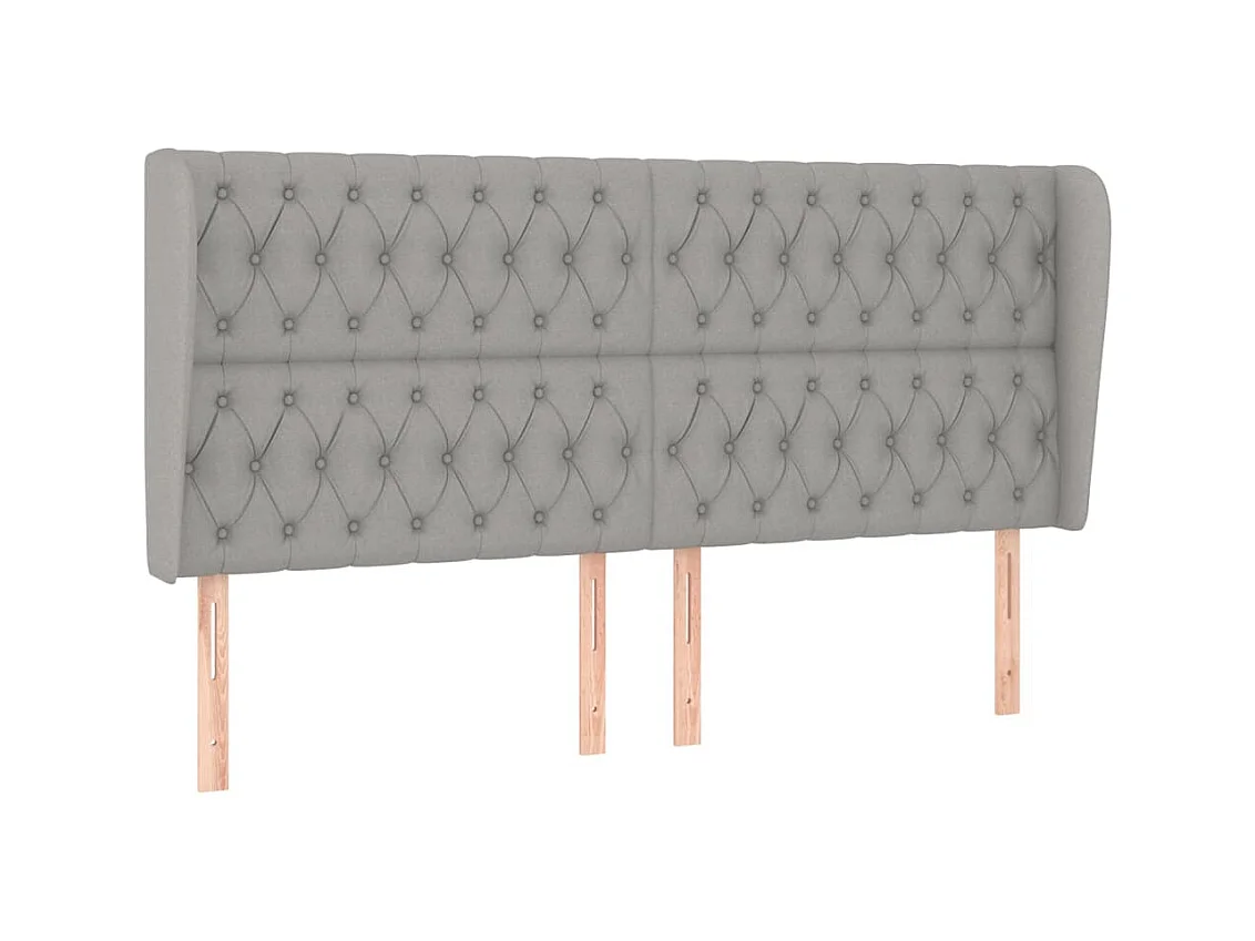 Tête de lit avec oreilles Gris clair 183x23x118/128 cm Tissu POI70337 BonneVie Meuble