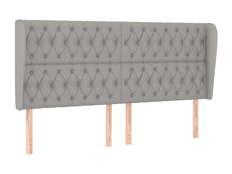 Cabecero con orejas de tela gris claro 183x23x118/128 cm ES37509