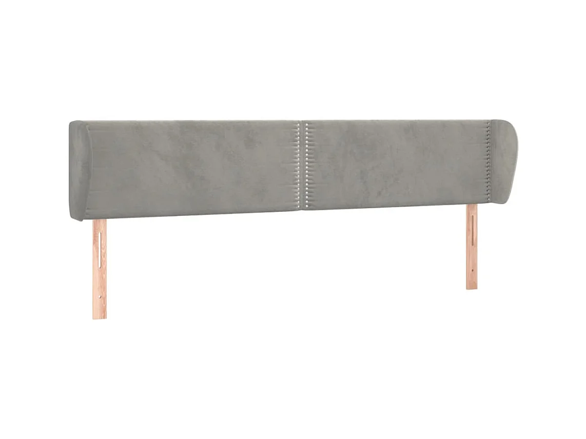 Tête de lit avec oreilles Gris clair 203x23x78/88 cm Velours POI37812 BonneVie Meuble