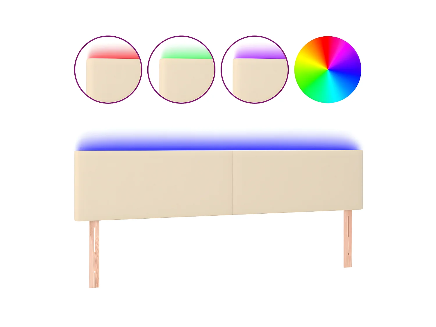 Tête de lit à LED Crème 200x5x78/88 cm Tissu POI16998 BonneVie Meuble