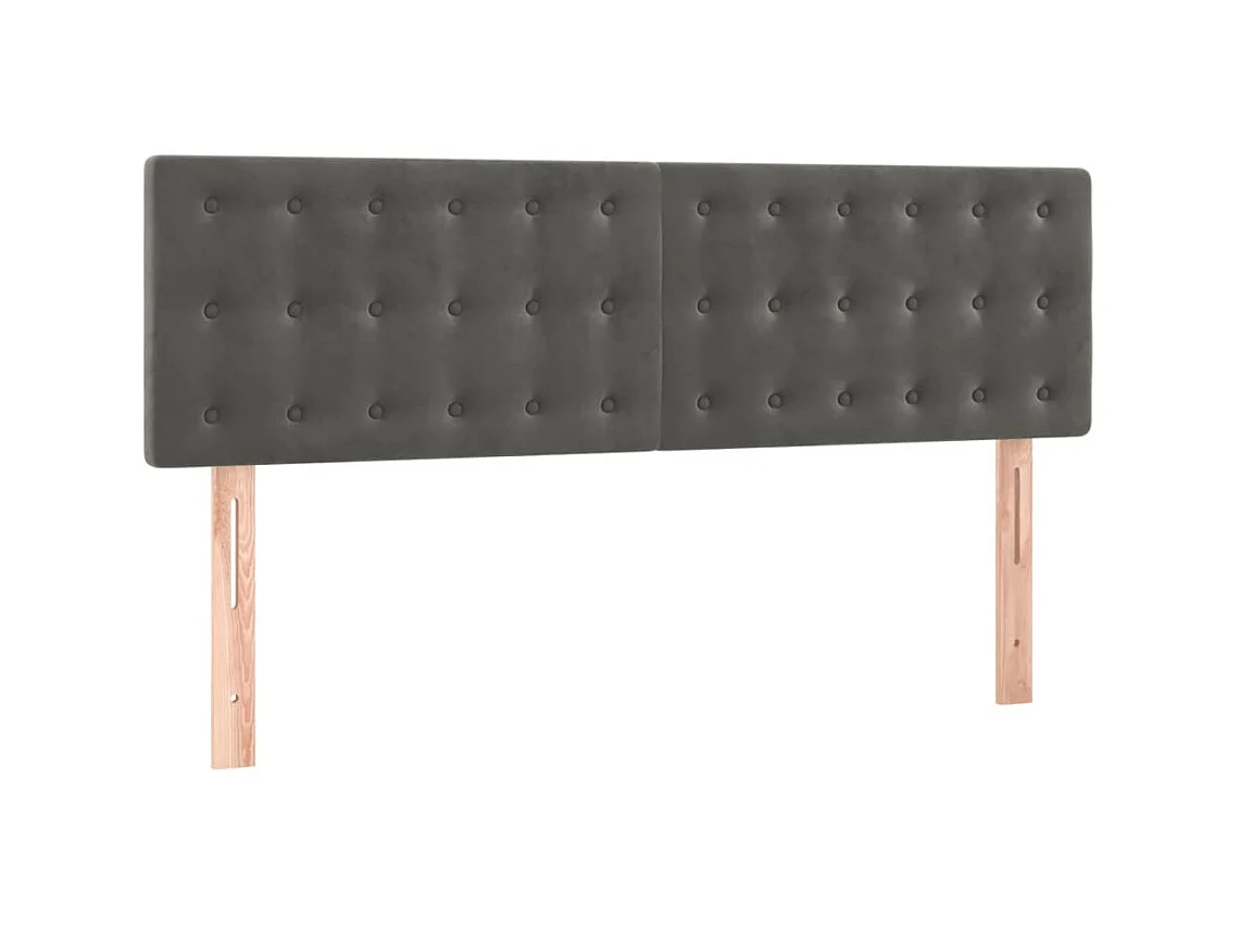 2 pcs Têtes de lit Gris foncé 72x5x78/88 cm Velours PLO33147 BonneVie Meuble