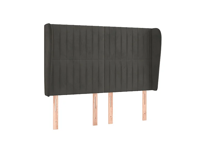 Cabecero con orejas de terciopelo gris oscuro 147x23x118/128 cm ES66175