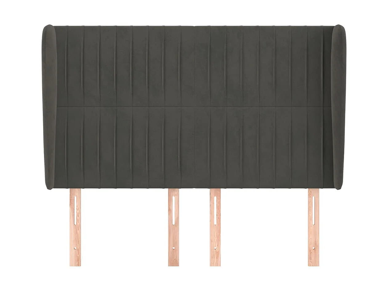 Cabecero con orejas de terciopelo gris oscuro 147x23x118/128 cm ES66175