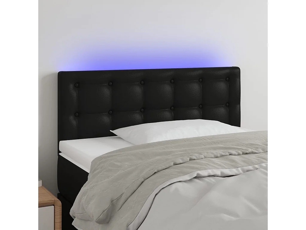 Cabeceira de cama c/ LED couro artificial 90x5x78/88 cm preto PT671755