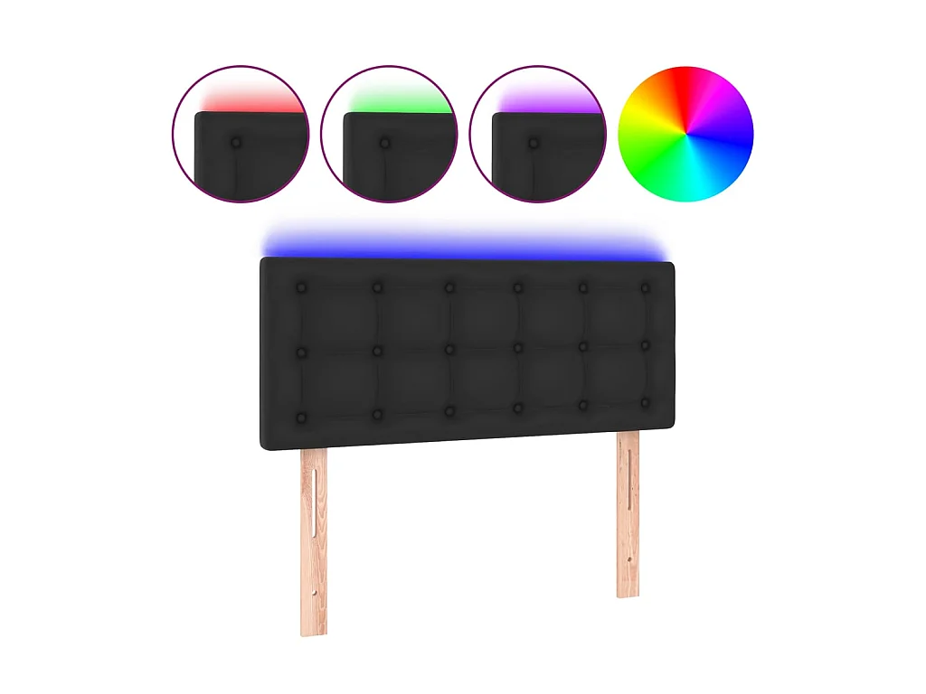 Tête de lit à LED Noir 90x5x78/88 cm Similicuir POI82971 BonneVie Meuble