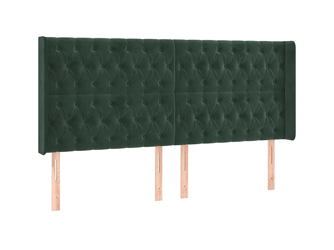 Tête de lit avec oreilles Vert foncé 203x16x118/128 cm Velours POI29938 BonneVie Meuble