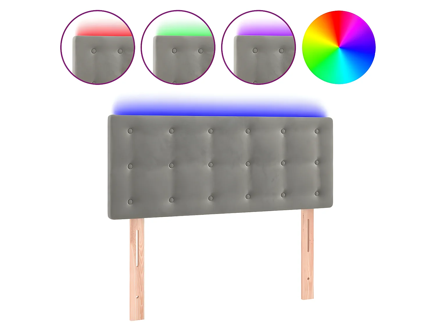 Tête de lit à LED Gris clair 100x5x78,88 cm Velours LWE95698 BonneVie Meuble