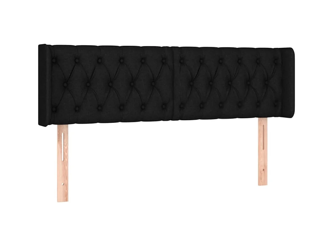 Testiera | Testata del letto ad Orecchio Nera 147x16x78/88 cm in Tessuto