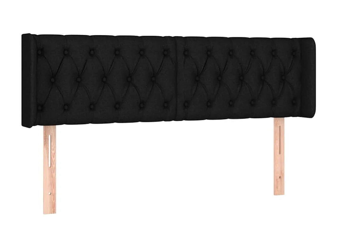 Tête de lit avec oreilles Noir 147x16x78/88 cm Tissu POI36080 BonneVie Meuble
