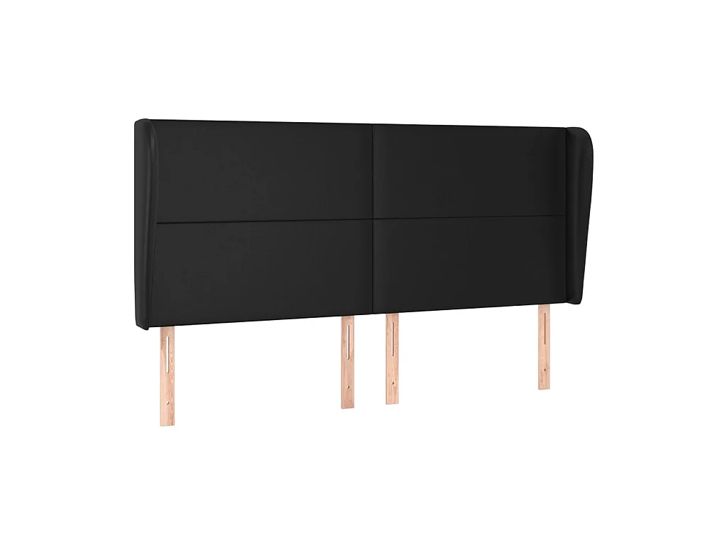 Tête de lit avec oreilles Noir 183x23x118/128 cm Similicuir POI55541 BonneVie Meuble
