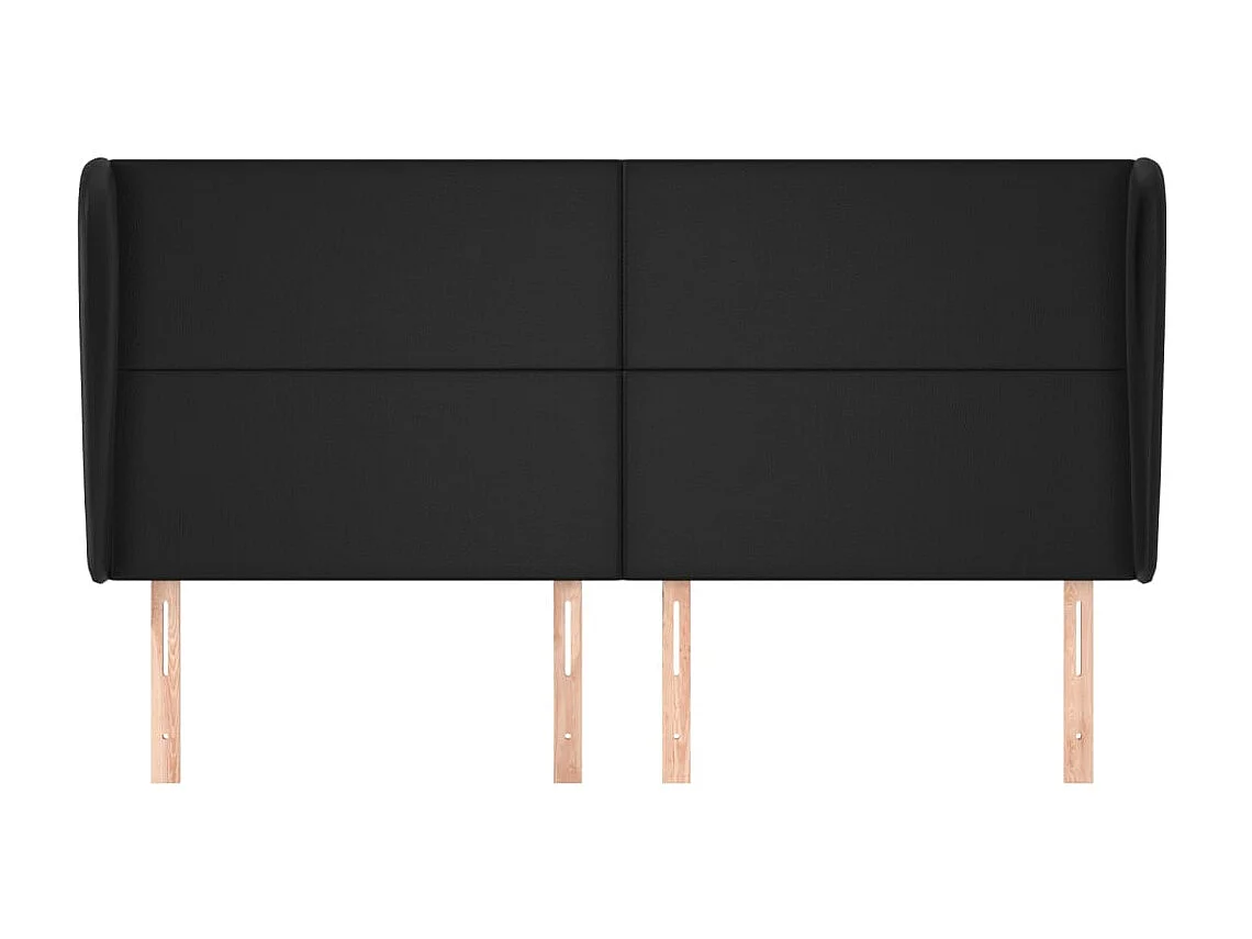 Cabeceira de cama c/ abas couro artif. 183x23x118/128 cm preto PT712151