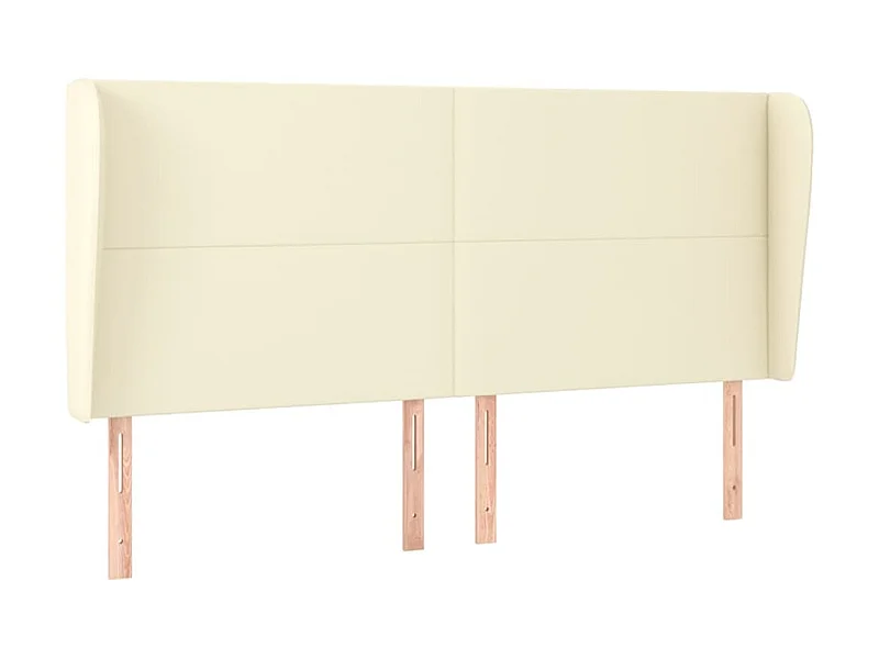 Cabecero con orejas cuero sintético crema 183x23x118/128cm ES67693