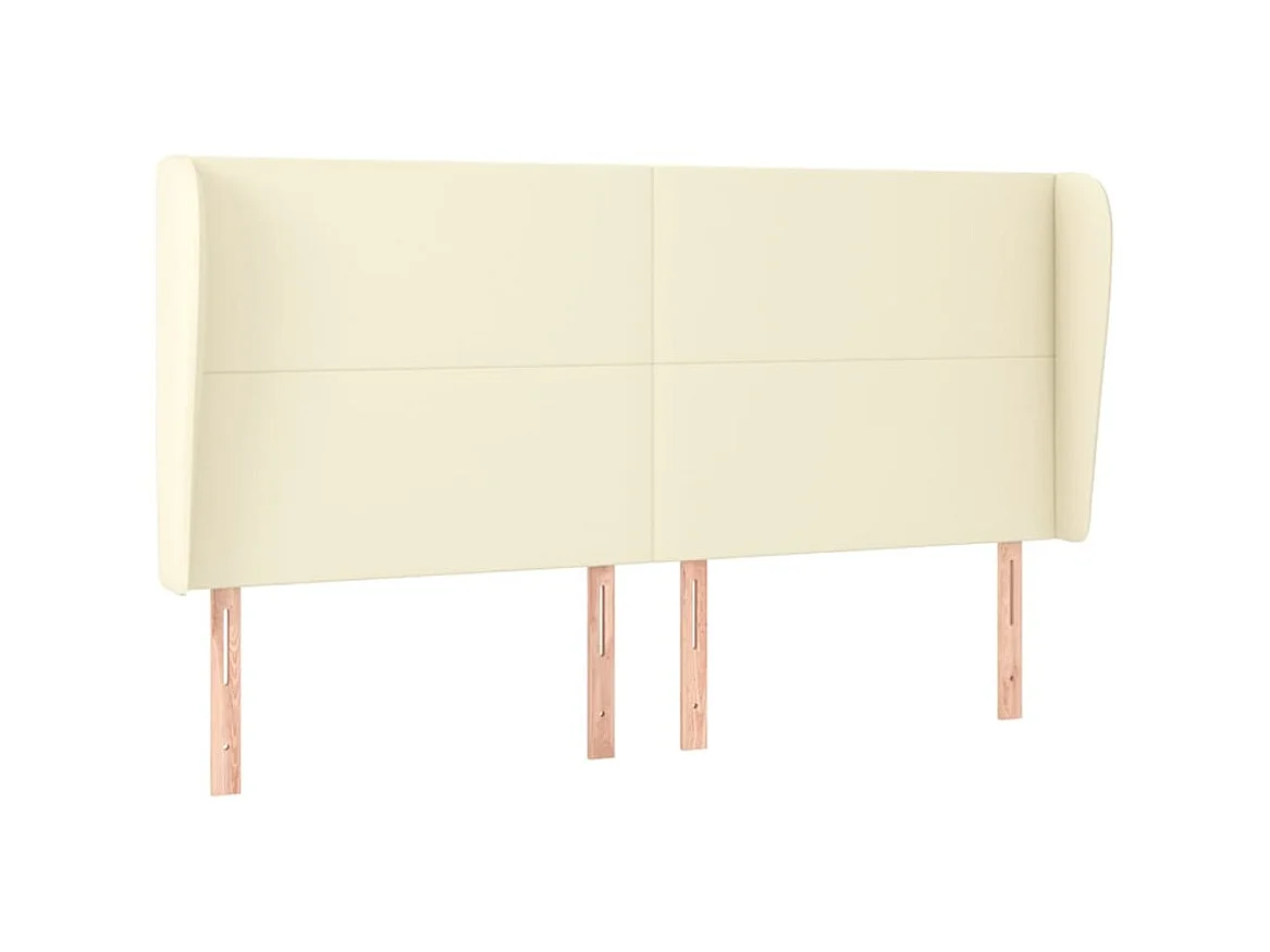 Testiera | Testata del letto ad Orecchio Crema 183x23x118/128 cm in Similpelle