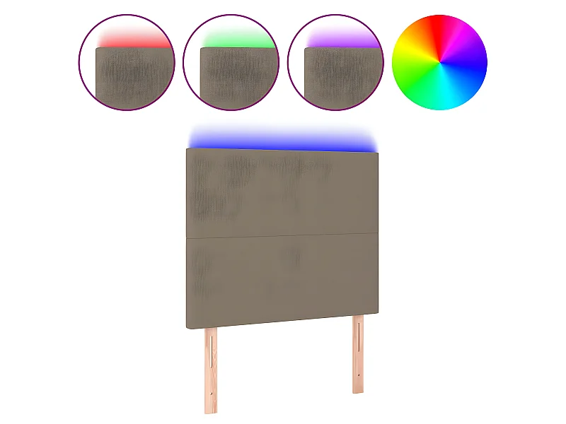 Tête de lit à LED Taupe 100x5x118/128 cm Tissu POI13786 BonneVie Meuble