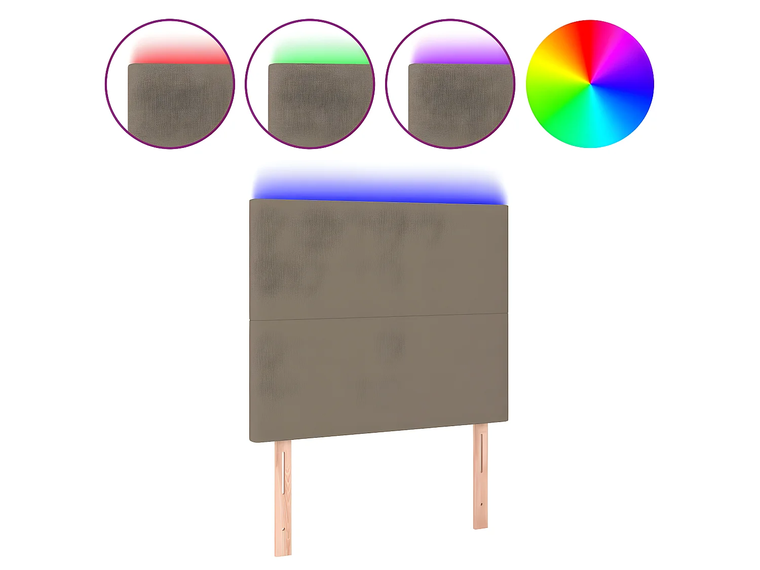 Tête de lit à LED Taupe 100x5x118/128 cm Tissu POI13786 BonneVie Meuble