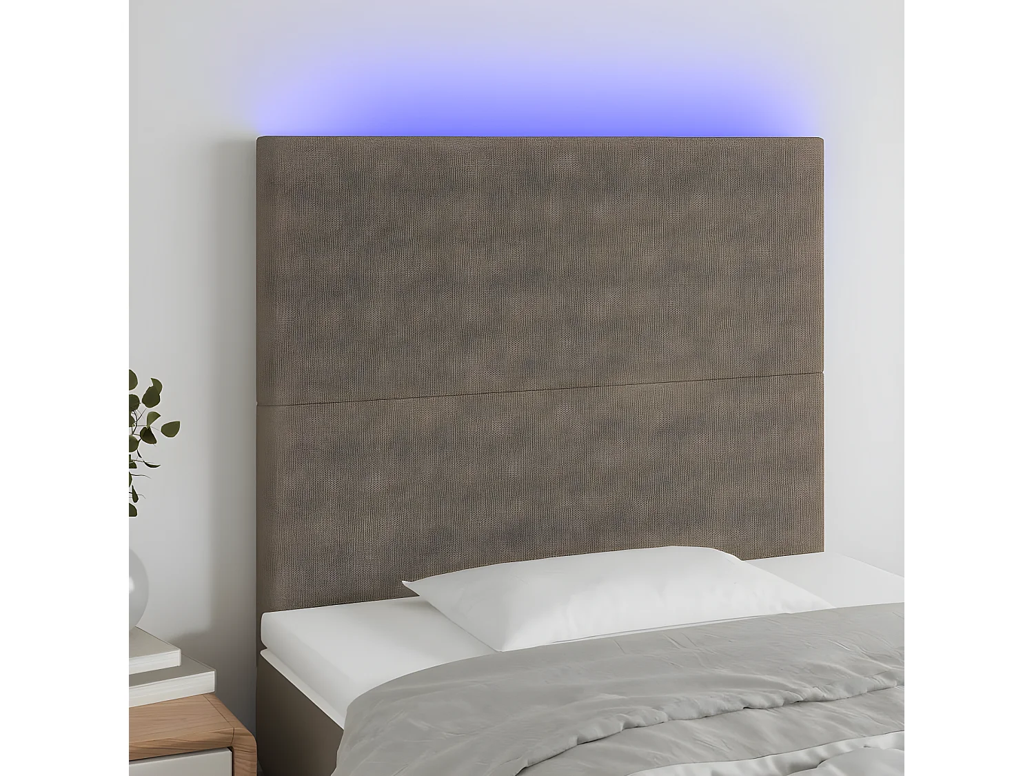 Tête de lit à LED Taupe 100x5x118/128 cm Tissu POI13786 BonneVie Meuble