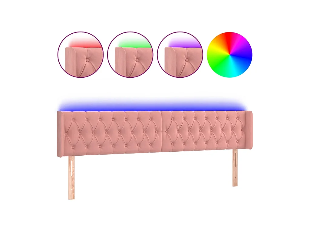 LED Kopfteil,Bettkopfteil Rosa 203x16x78/88 cm Samt -gkd166410